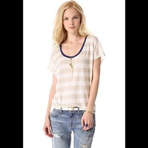 JOIE Maddie Striped Linen Tee in Pelican‎